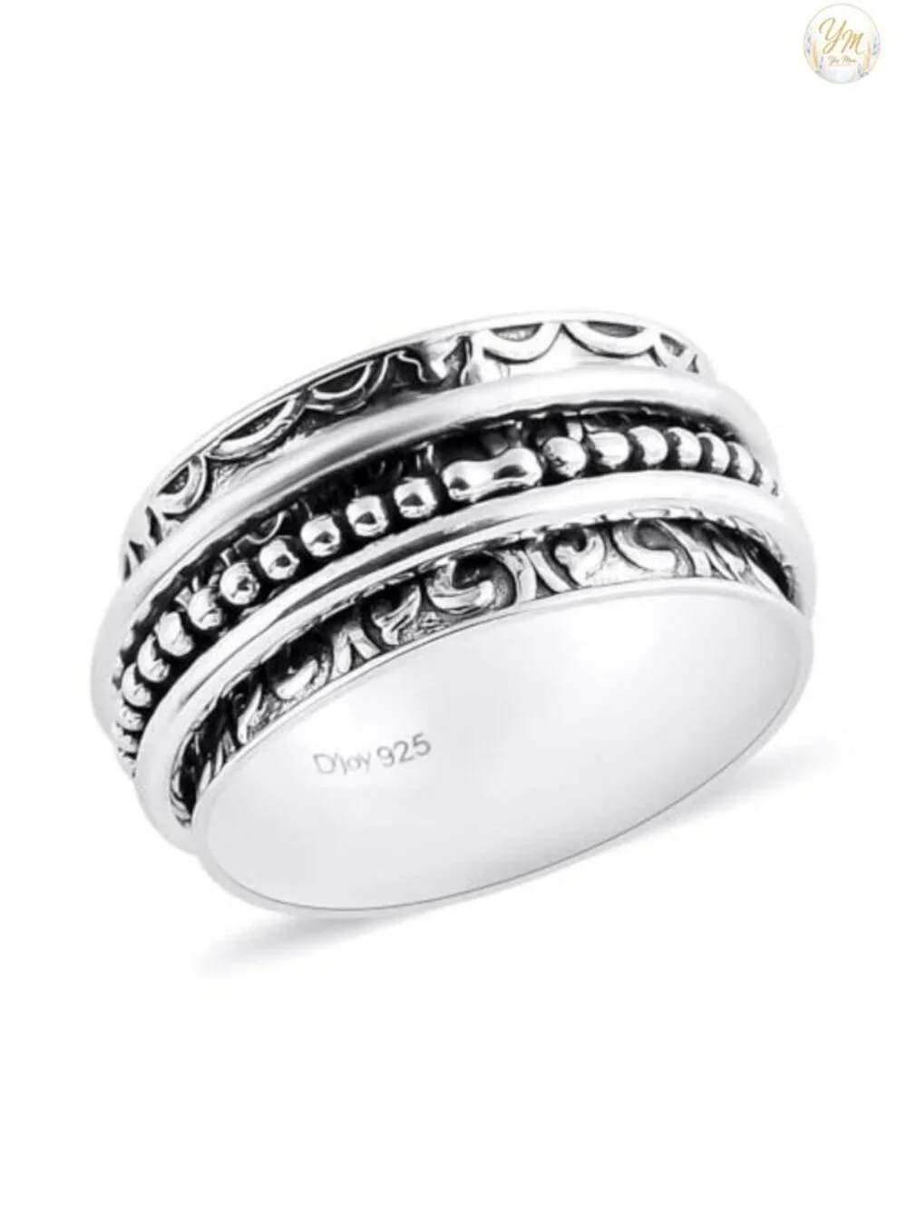 925 Sterling Silver Spinner Fidget Ring, Boho Design, Stacking Ring for Women